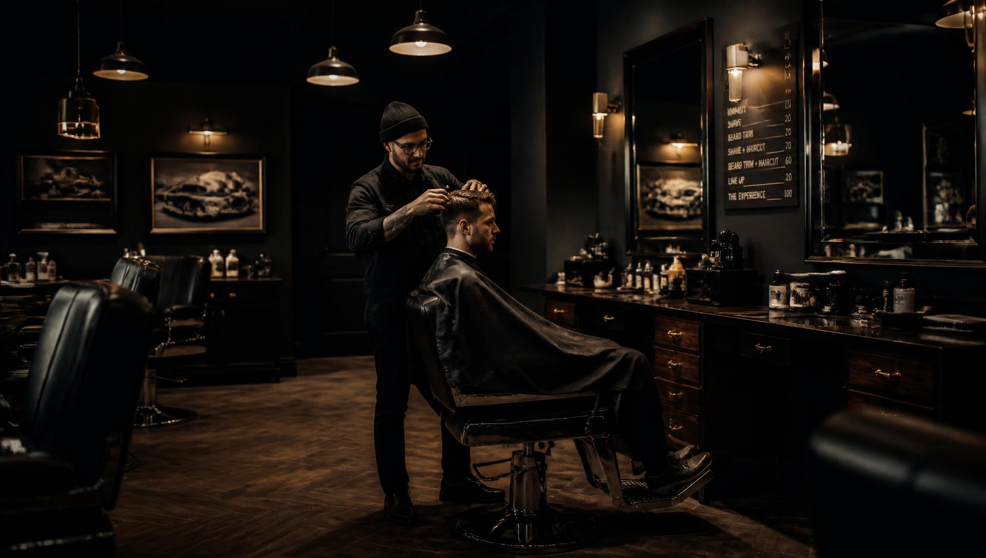 Barbeiro atendendo cliente na Felps Barbearia em São José dos Campos